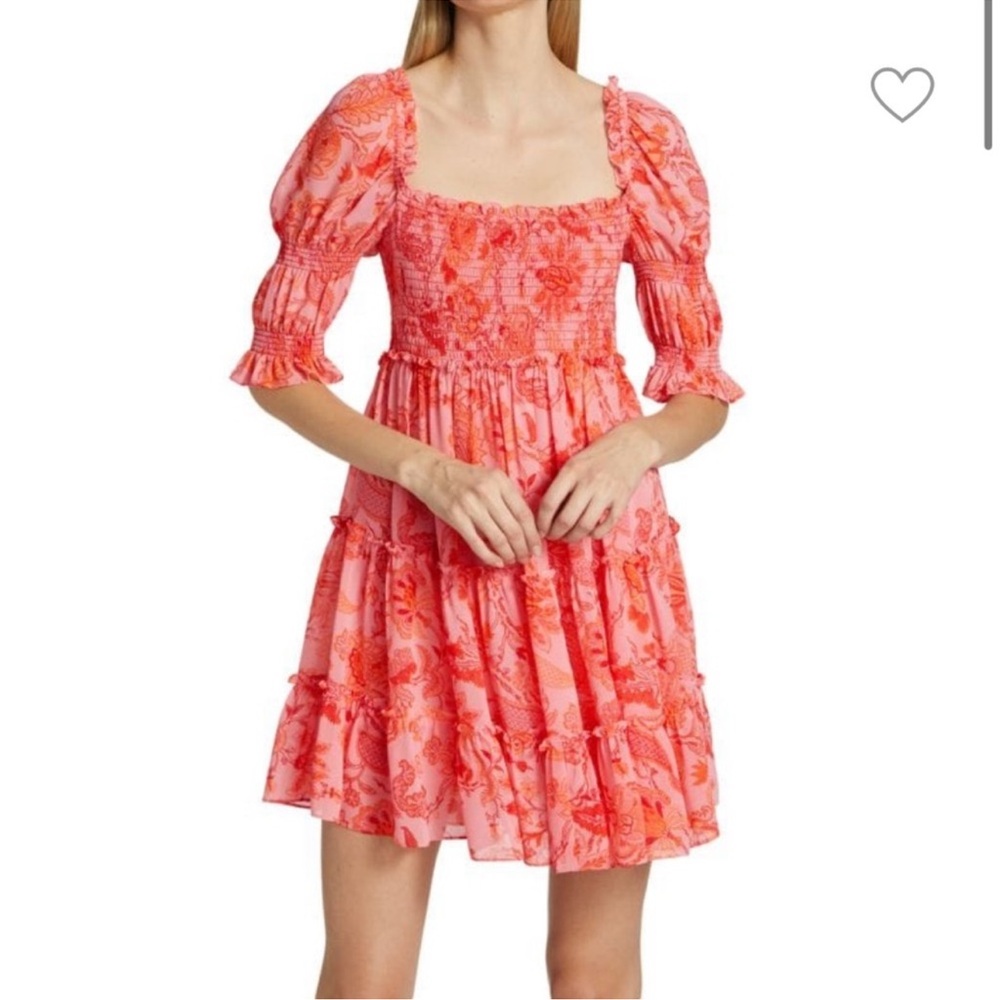 CINQ A SEPT Floral Mini with Puff Sleeves - Size 6